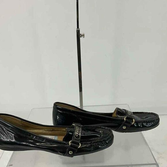 Coach Designer Gloss Black Patent Leather Loafers 9B - Picture 2 of 4